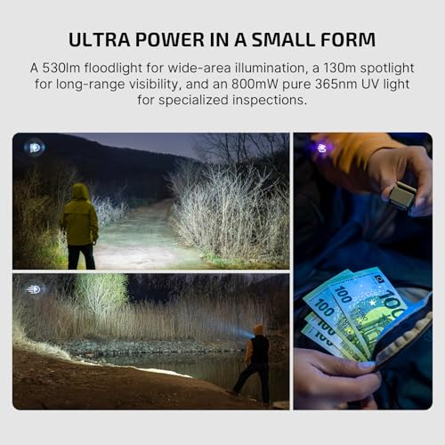 Image of OLIGHT Oclip Ultra EDC Flashlight Clip-on Light, 530 Lumens Rechargeable with Type-C Charging, Combines Floodlight, Spotlight and UV, Triple Magnetic Lights for Inspection and Work (Olive Green)