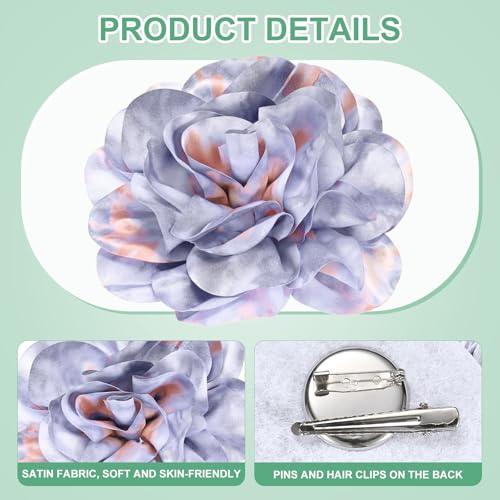 Image of M METERXITY Extra Large Rose Flower Brooches, Lapel Pins Dainty Satin Fabric Big Camellia Oversized Brooch Pin for Women