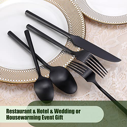 Silverware-Set-Flatware-Set-Matte-Black-Cutlery-Set-Brushed-Finished-Hexagon-Handle-Heavy-Stainless-Steel-40-Pieces-Dishwasher-Safe-Service-for-8 Silverware Set Flatware Set Matte Black Cutlery Set Brushed Finished Hexagon Handle Heavy Stainless Steel 40 Pieces Dishwasher Safe Service for 8