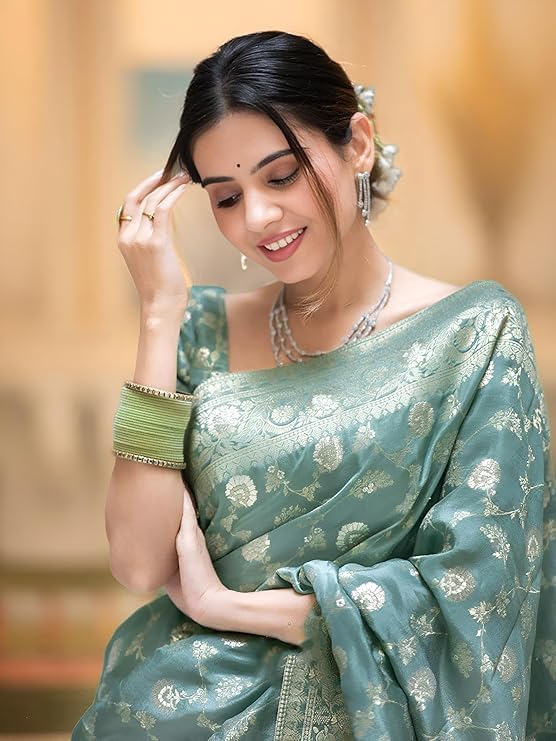 Women's Pure Kanjivaram Silk Saree Soft Banarasi Style Wedding With Blouse Piece | Saree For Women | New Sari