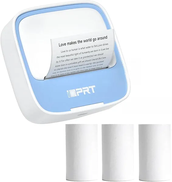 iDPRT Portable Thermal Printer & 3 Rolls Thermal Sticker Paper Bundle