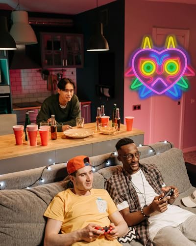 Image of Neon Sign LED Light,Neon Sign for Majora's Mask Gaming Room Wall Decor Gamer Gifts of LED Sign Mask Game Room Wall Decor LED Neon Light for Game Fans (Majoras Mask)