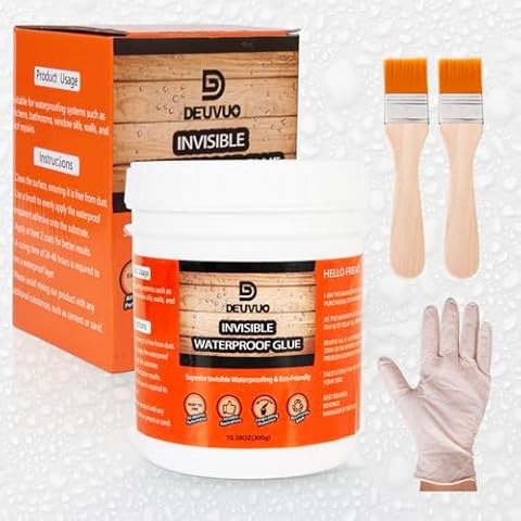 Deuvuo Invisible Waterproof Agent, Super Strong Transparent Waterproof Glue, Anti-Leakage Waterproof Sealant Adhesive,Transparent Waterproof Coating for Bathroom, Kitchen, Garden, Roofs, Walls (300g) Cover