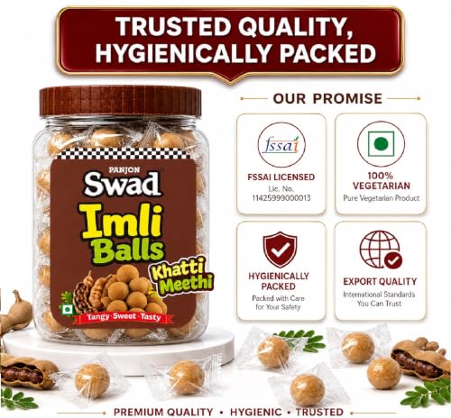 Image of Swad Khatti Meethi Imli Balls Tamarind Candy 220g Jar Khatti Meethi Pack x 3