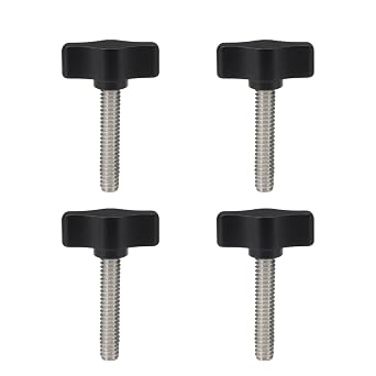 4pcs 1/4"-20 x 1-1/4" Thumb Screws Stainless Steel with Black Aluminum Knob Standard/Coarse Thread Thumbscrew-Length 1-1/4" Size 1/4"-20 x 1-1/4"