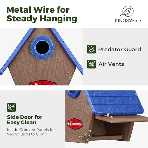 Kingsyardrecycledplasticbirdhouseforoutdoorshangingnestingboxwithpredatorguardairventsforwrenfinchchickadeeblue Urban Country Home Decor Kingsyard recycled plastic bird house for outdoors hanging nesting box with predator guard air vents for wren finch chickadee blue urban country home decor