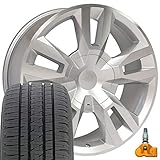 OE Wheels LLC 22 Inch Fit Chevy Silverado Tahoe GMC Sierra Yukon RST Rally Forged CV40 22x9 Silver...