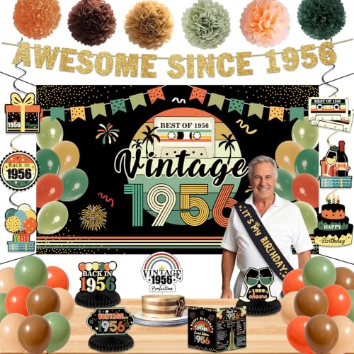 70th Birthday Decorations for Men Women,Vintage 1956 Birthday Party Decor