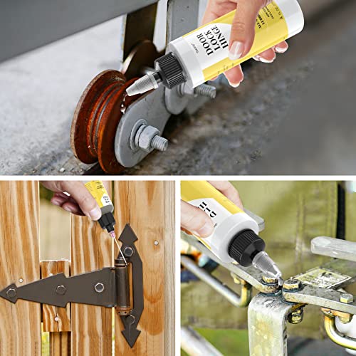 Image of Door Hinge Lubricant kit | 4 oz + 1 oz Needle Combo, Long-Lasting Lock Lubricant, Hinge, Lock, Tools, Bicycles | Stops Squeaks Fast, Smooth Locks & Hinges, Prevent Rust, Multi-Purpose Door Hinge Lubricant for Car, Tools, Bike Chains