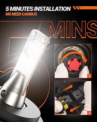 Image of SEALIGHT H4 LED Bulbs, L2 9003 HB2 24,000LM Super Brightness 6000K Cool White Bulbs, IP68 Waterproof, Plug and Play, 15000RPM Turbo Fan, 60000Hrs Lifespan, 1:1 Size Driving Bulbs, Pack of 2