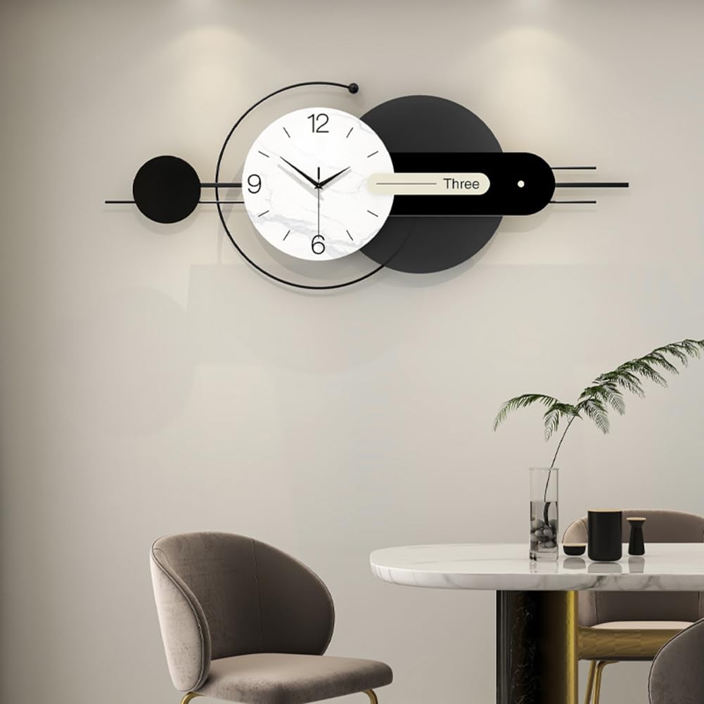 Modern Große Wanduhr Kreativer Minimalistisch Stil Dekorative Wanduhren Leise ohne tickgeräusche Metallrahmen Quarzuhr Leichte Luxus Mode Dekoration für Wohnzimmer Schlafzimmer Büro Küche, 100*39 cm