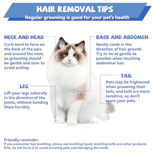 Image of 8.5 Inch Dual Tooth Pet Comb for Mats and Tangles,Professional Grooming Comb Removing Excess Hair for Long-Haired Cats and Dog Kit,Prevent Undercoat, Excess Hair,Mats and Tangles,Pet Essential