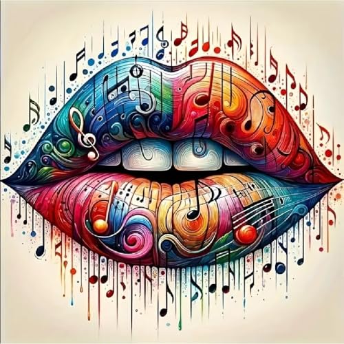 Kit peinture diamant musicale STGLCR 5D complet avec strass ronds pour adultes 30x30 cm