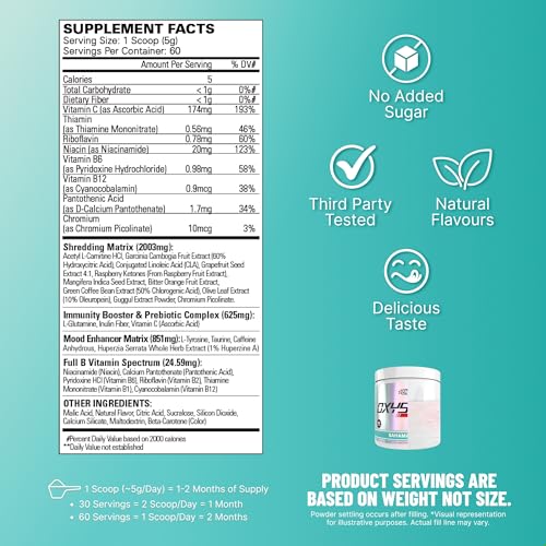 Image of EHP Labs OxyShred Pre Workout Powder - Preworkout Powder with L Glutamine & Acetyl L Carnitine, Energy Boost Drink - Bahama Breeze /Beach, 60 Servings