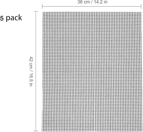 Alfombrilla para barbacoa de gas, rejilla de barbacoa, 5 unidades, antiadherente, juego de 42 x 36 cm, red de teflón, reutilizable, para barbacoa de gas, carbón vegetal, parrilla eléctrica, hornear - imagen 2