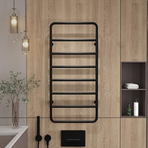 Toallero eléctrico negro de acero inoxidable con 8 barras para baño 4