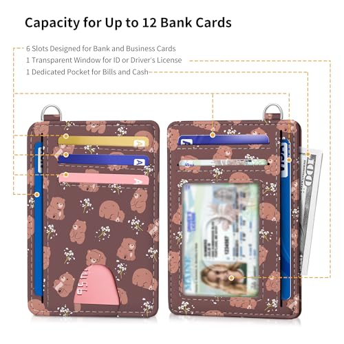 Image of Mayski Slim Wallet, Credit Card Holder for Women, Minimalist Front Pocket RFID Blocking Card Cases, Small Wallet Women Men(Cute Bear)