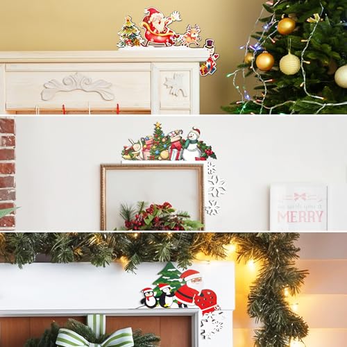 Christmas Decor - Christmas Door Decorations Indoor Home Decor Wooden Craft with Santa Claus Door Frame Wall Kitchen Room Christmas Ornament Decorations Indoor Christmas Decor Gift