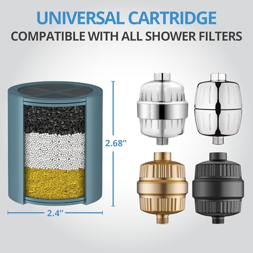Image of weAQUA NO BS Shower Filter Replacement Cartridge - 99% Removal of Hard Water, Chlorine, Heavy Metals, Fluoride & More - Universal Fit - High Output (4-Pack)