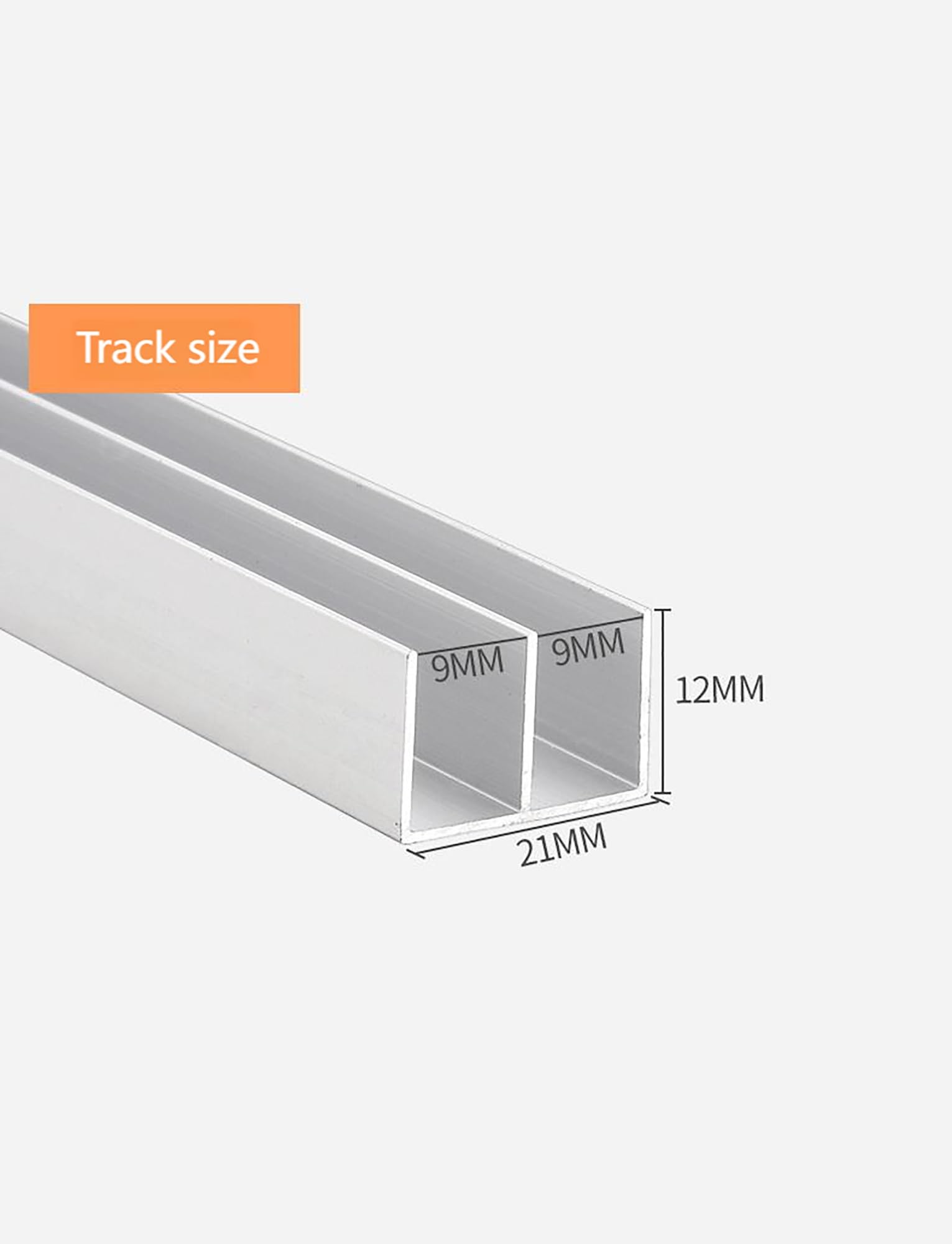 Kit de riel para puerta corredera de cristal, riel de aluminio de doble canal con rodillos silenciosos, se adapta a vitrinas y armarios, incluye 4 poleas