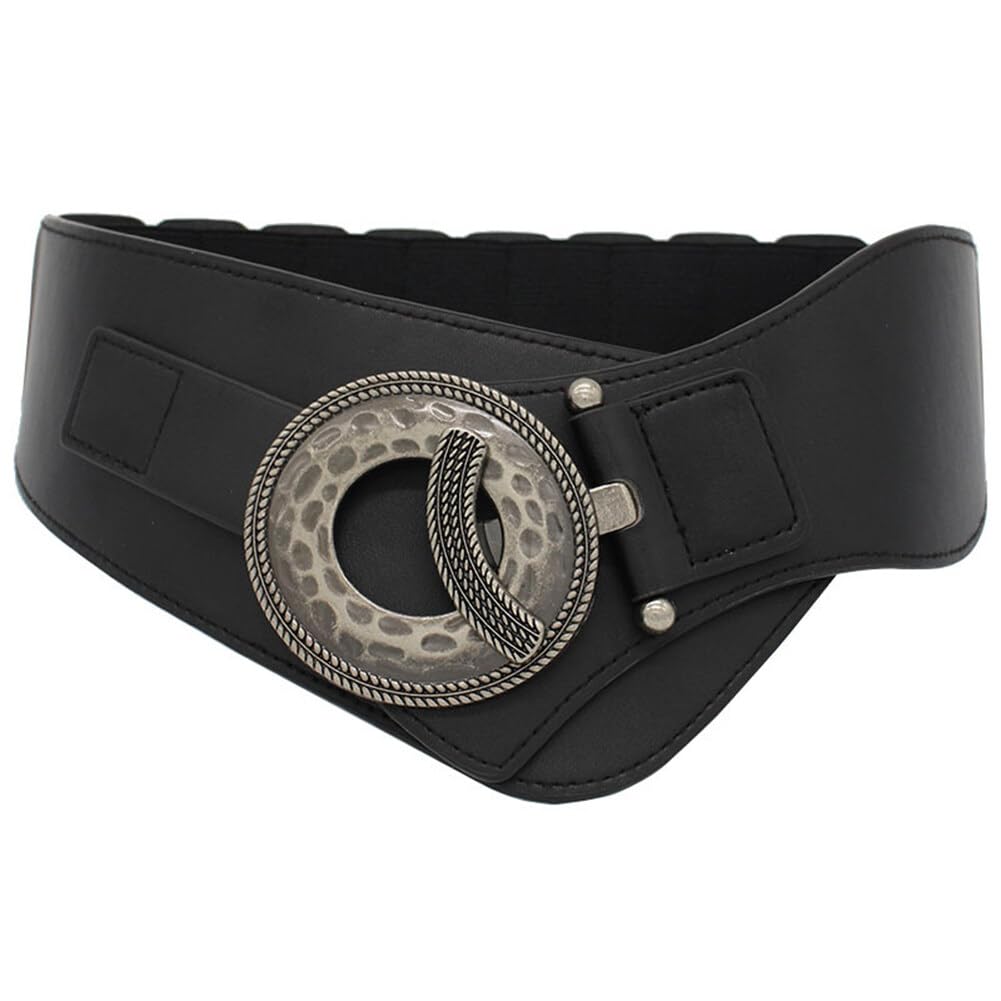 Katutude Women's Wide Stretchy Belts for Dresses Retro Wide Elastic Waist Belt Vintage Chunky Buckle Belts