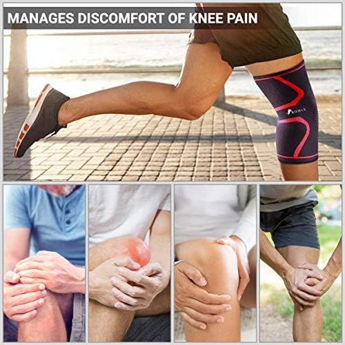ROMIX Knee Brace Support, 2 Pack Breathable Compression Knee Sleeves for Arthritis, ACL, Meniscus Tear, Joint Pain Relief, Weightlifting, Tendonitis, Running, Sports, Men and Women (21.1" - 22.5")