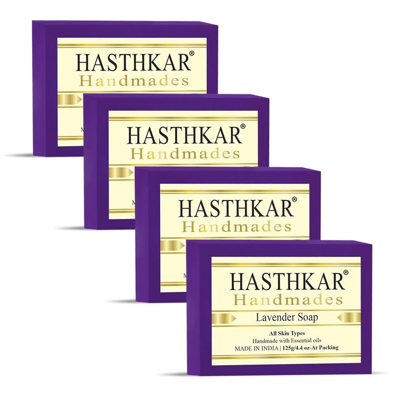 Image of byPureNaturals Hasthkar Handmades Glycerine Lavender Soap Bathing Bar for Men & Women 125 gm (Pack Of 4)