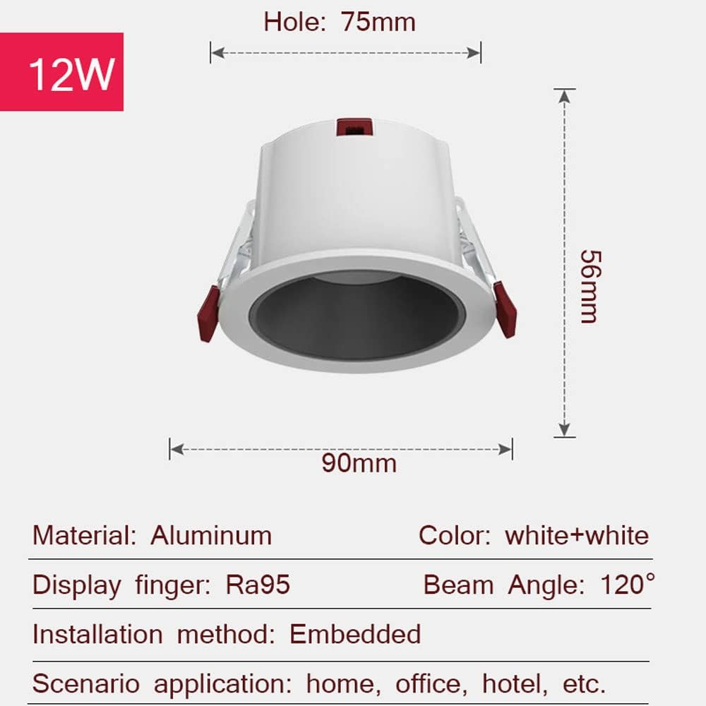 USMJQVZ Black Cup Aluminum LED Recessed Lighting Kit FixtureModern Round Recessed Ceiling Light Living Room LED Recessed Lights 3000K-6000K Selectable 3Pack