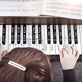 ♫ LANGLEBIGE AUFKLEBER: Die Piano Stickers werden auf qualitativ hochwertigem transparenten Vinyl gedruckt und sind mit einem langlebigen Klebstoff beschichtet, der Deine Tastatur nicht beschädigt und sich einfach und rückstandslos entfernen lässt.