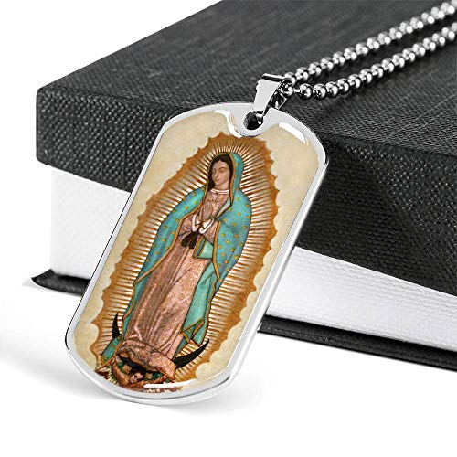 Our Lady Of Guadalupe Necklace Military Tag Pendant With Ball Chain In Stainless Steel, Medalla De La Virgen De Guadalupe, Imagen Virgen De Guadalupe Patrona De Mexico, Blessed Virgin Mary Necklace #TOP4