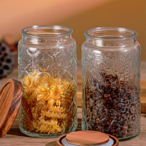 Image of ANSQU Vintage Airtight Glass Jar, 34oz Candy Jar with Lid | Coffee Canister, Decorative Mason Jar, Glass Food Storage Container for Coffee, Tea, Candy, Cookie, Sugar, Cute Jar