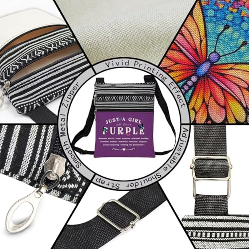 Just Love Purple Messenger Bag Small Ethnic Pattern Printed Adjustable Strap Crossbody Zipper Bag Phone Bag Wallet Cute Shoulder Handbag for Purple Lovers Women4