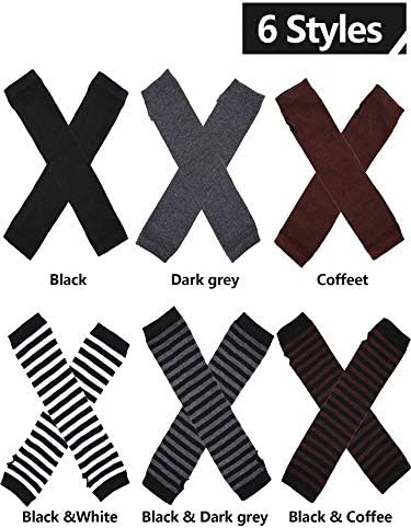 SATINIOR 6 Pairs Women Long Fingerless Gloves Arm Warmers Knit Thumbhole Stretchy