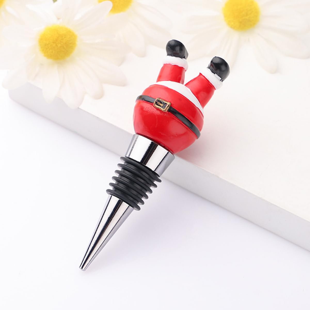 VICASKY Juego de 3 Tapones de Vino navideños de Metal, tapón para Botellas de Vino Tinto y de Oliva, Elegantes corchos para Ocasiones Festivas y