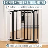 ib style Treppenschutzgitter Berrin - Türschutzgitter für Babys, Ohne Bohren, Hundegitter zum Klemmen, Schutzgitter für Babys, Schwarz, Breite: 130-140 cm