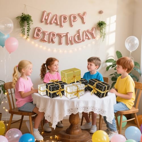 5 Rollen Geschenkpapier Set, 43 x 300 cm Geschenkpapierpapierrolle mit Band und Doppelseitigem Klebeband, Geschenkpapier Gold Rolle für Weihnachten, Hochzeit, Geburtstag, Graduation Ceremony