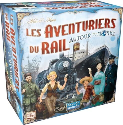 Les AVENTURIERS du Rail : Autour du Monde - Nouvelle Version Complète avec Bateaux - Jeu de Société & Stratégie pour Enfants dès 10 Ans - 2 à 5 Joueurs - 90 à 120 Min - en Français - Days of Wonder