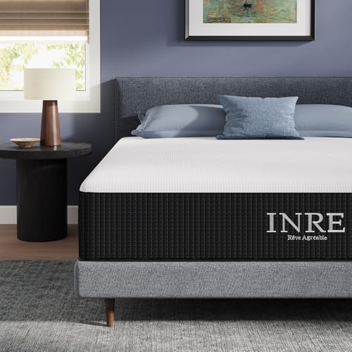 INRE Matelas 160 x 200 cm, Épaisseur 30cm, Matelas en Mousse à Mémoire de Forme, Confort Équilibré, Soutien 7 Zones, Moelleux & Respirant,Réversible à...