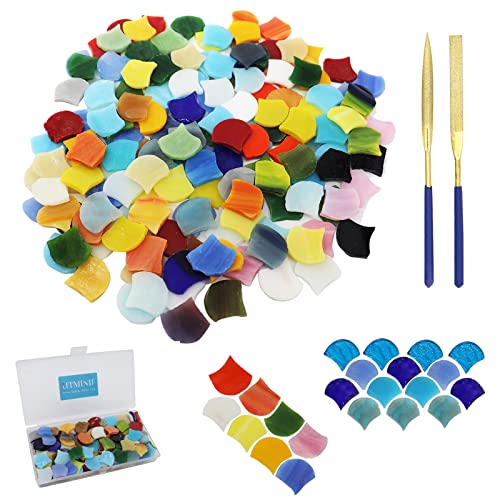 Litmind 160 Pieces Precut Fan-Shaped Petal Mosaic Tiles, Glass Craft Flower Leaves Stained Glass Supplies, Garden Glass Mosaic Making Supplies For Diy Crafts, Stained Glass Kits #TOP10