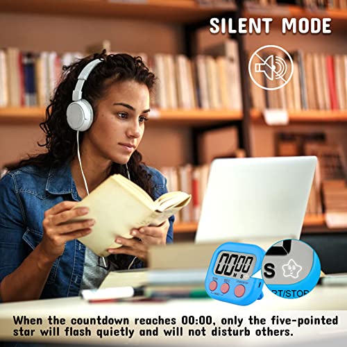 Time Timer Digital Timer (4-Pack) - Magnetic Timer With Cute Star Blink, Timer For Kids With Mute Button, Countdown Timer For Cooking Gym Study #TOP3