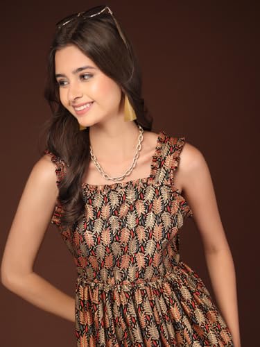 Image of Dress for Women | New Rayon Floral Printed Flared Maxi Dress for Women & Girl's