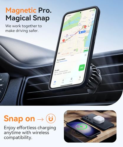 Image of CANSHN Designed for Samsung Galaxy S23 Case [Full Camera Protection] [Compatible with MagSafe] Translucent Matte Shockproof Protective Phone Cover 6.1 Inch - Black