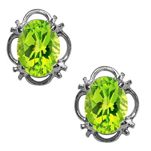 Boucles d'oreilles péridot ovale en or blanc pour illuminer vos tenues du quotidien