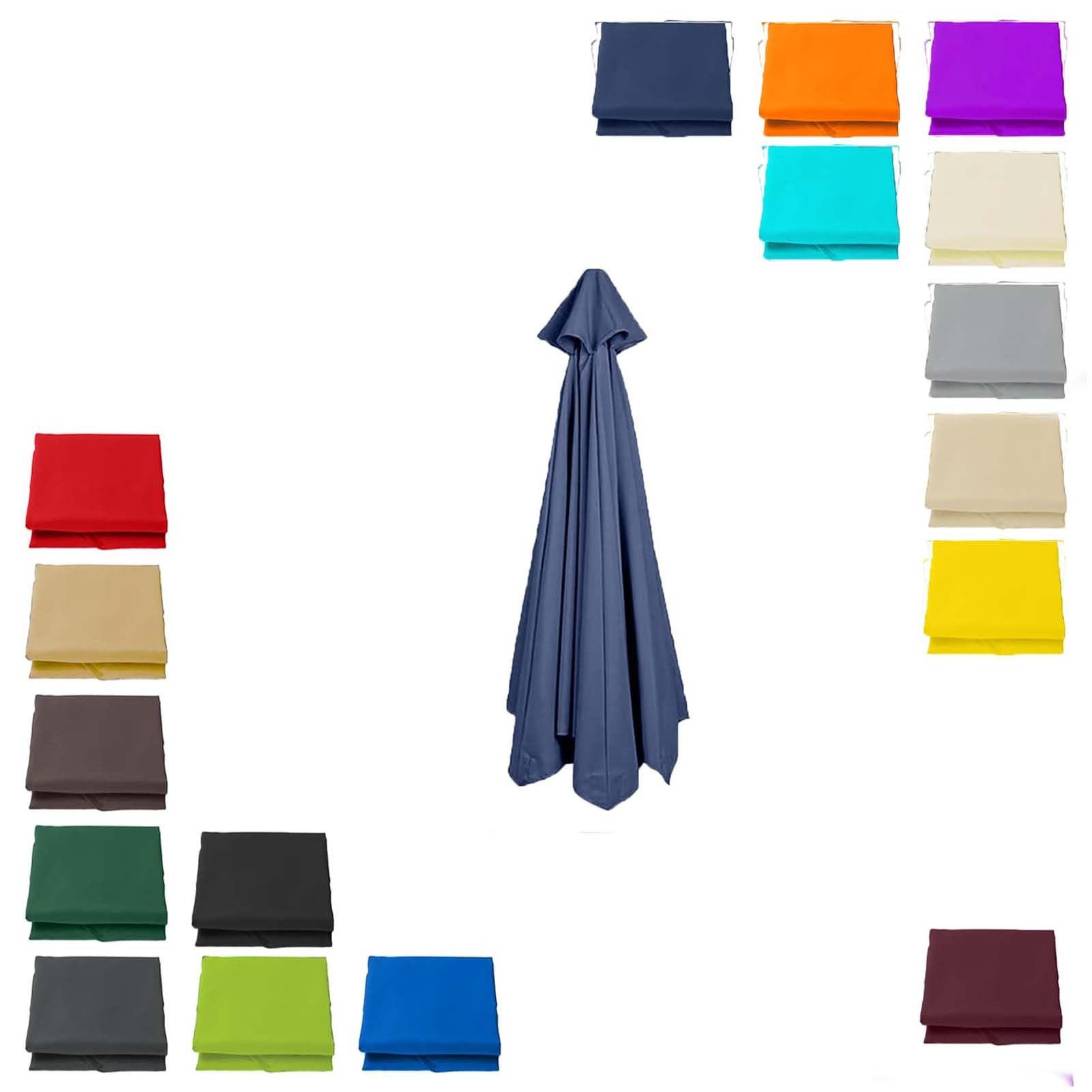 THEGA Parasols De Marché Ronds À 6 Ou 8 Baleines, 2,0 M, 2,3 M, 2,5 M, 2,7 M, 3,0 M, Toile De Remplacement Universelle Et Robuste avec Aération De Protection Et Protection Anti-UV