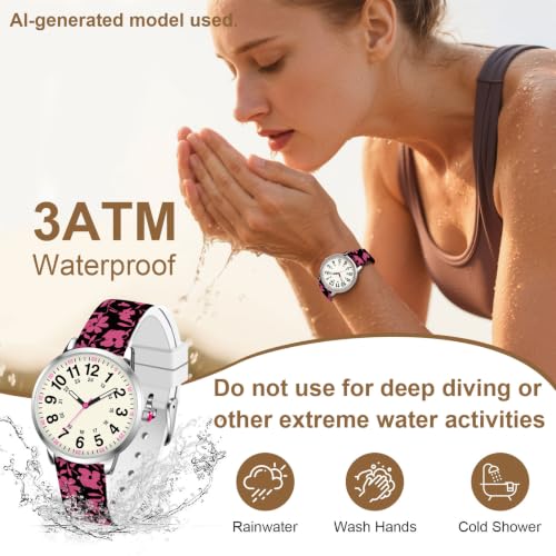 Image of Asan Ge Women's Silicone Watch, Large Dial Fashionable Waterproof Wrist Watch, Easy to Read, Multiple Colors Available, Suitable for Casual Outdoor Activities Quartz Watch