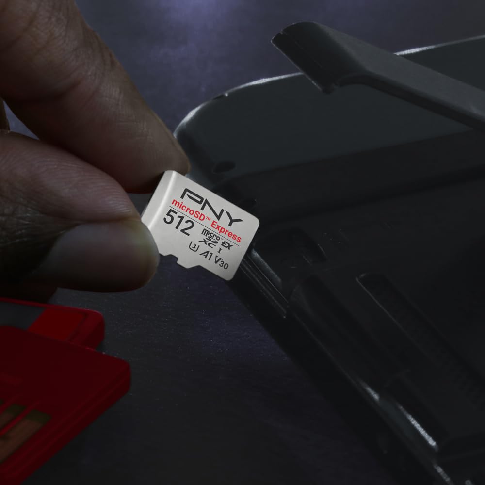 PNY Scheda microSD™ Express 512GB UHS-I U3 V30 A1, fino a 890MB/s in lettura e fino a 810MB/s in scrittura, ideale per dispositivi compatibili con microSD Express come Nintendo Switch 2