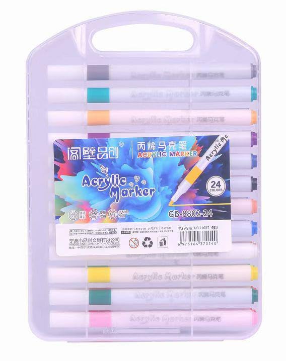 - Acrylic Paint Pens Marker Set, Medium Tip, Multi-Colour, for Cardboard, Wood, Metal, Plastic, Glass, Canvas, Ceramic, DIY Craft (Acrylic marker, 24)