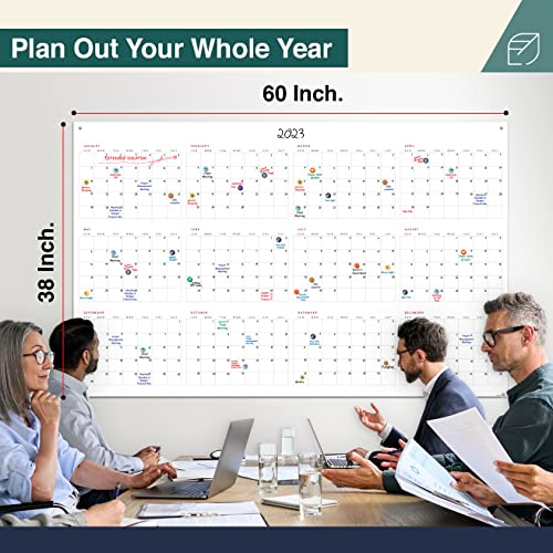 Large Dry Erase Wall Calendar - 38" X 60" - Undated Blank 2023 Reusable Yearly Calendar - Giant Whiteboard Year Poster - Jumbo Laminated 12 Month Office Calendar (Lushleaf Designs) #TOP2