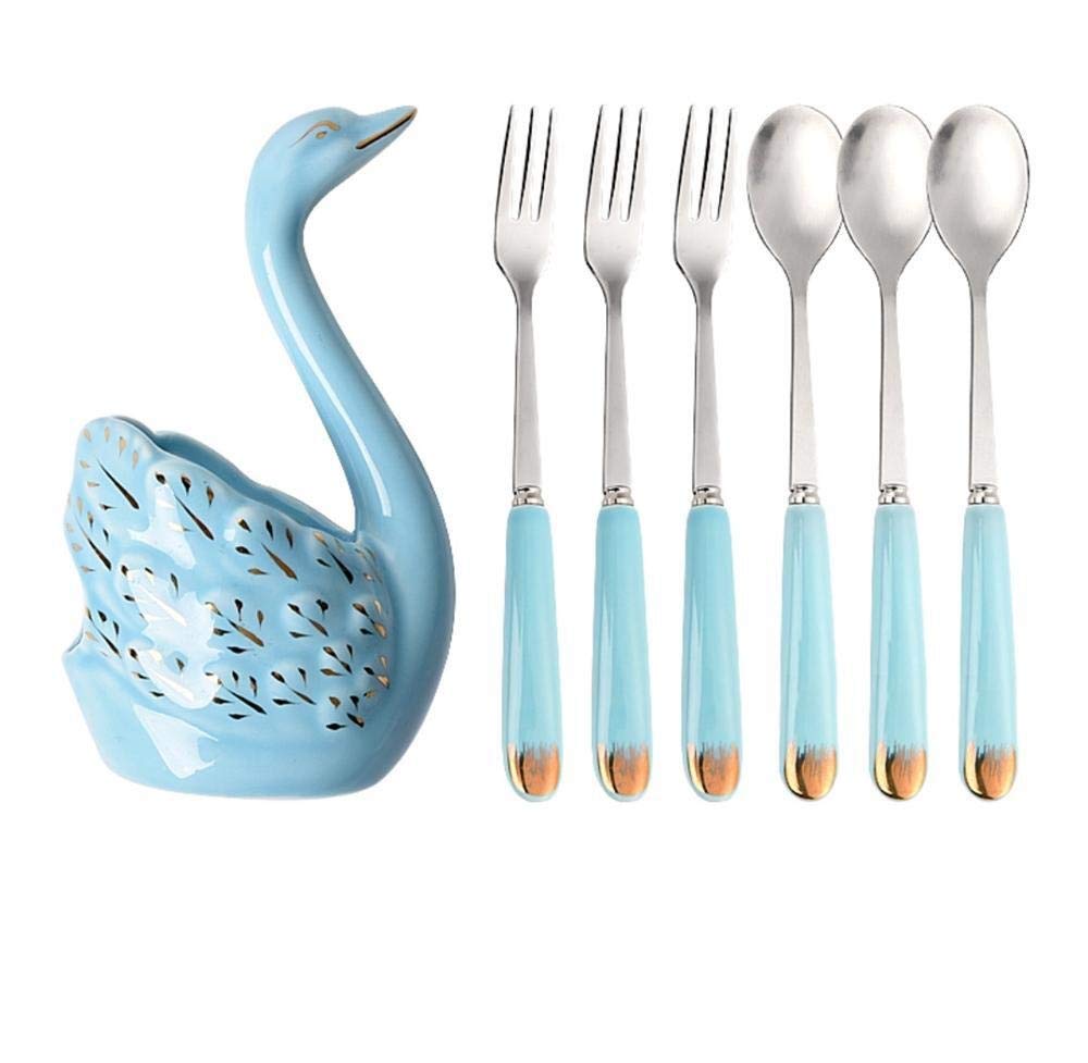 Cuisine rangée sans tiroir bloqué grâce au set de fourchettes de fruits et cuillères cygne bleu