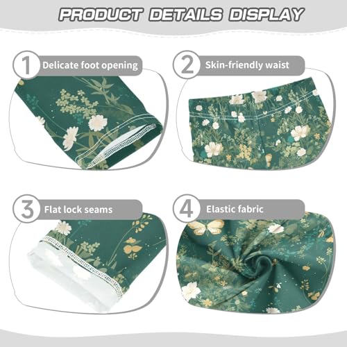 KLL Stylish Embroidery Bee Butterfly Flowers Toddler Girl Leggings Stretchy Full Length Activewear Sports3